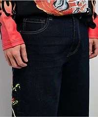 Ed Hardy Dragon Skull Raw Denim Baggy Jeans