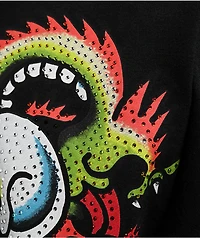 Ed Hardy Dragon Skull Rhinestone Black Zip Hoodie