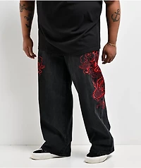 Ed Hardy Dragons Black Wash Baggy Jeans