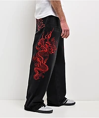 Ed Hardy Dragons Black Wash Baggy Jeans