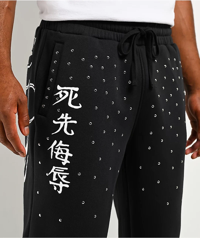 Ed Hardy Dragons Studded Black Sweatpants