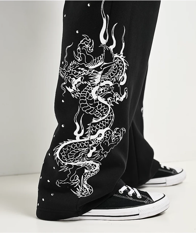 Ed Hardy Dragons Studded Black Sweatpants