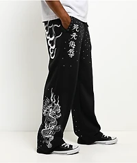 Ed Hardy Dragons Studded Black Sweatpants
