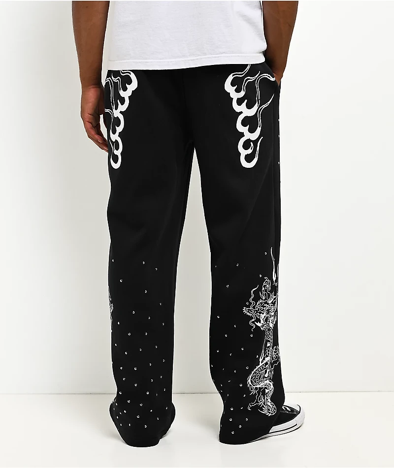 Ed Hardy Dragons Studded Black Sweatpants