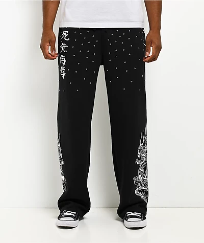Ed Hardy Dragons Studded Black Sweatpants