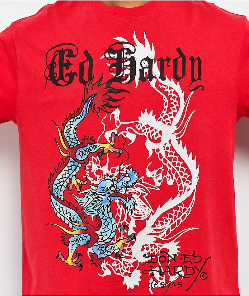 Ed Hardy Dragons Vintage Red T-Shirt
