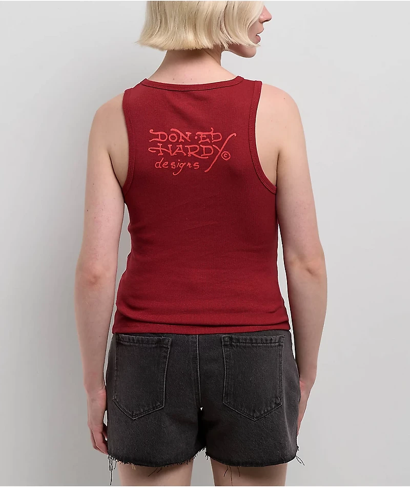 Ed Hardy Dragons Wine Tank Top