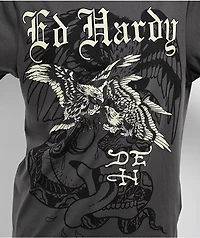 Ed Hardy Eagle Battle Charcoal T-Shirt