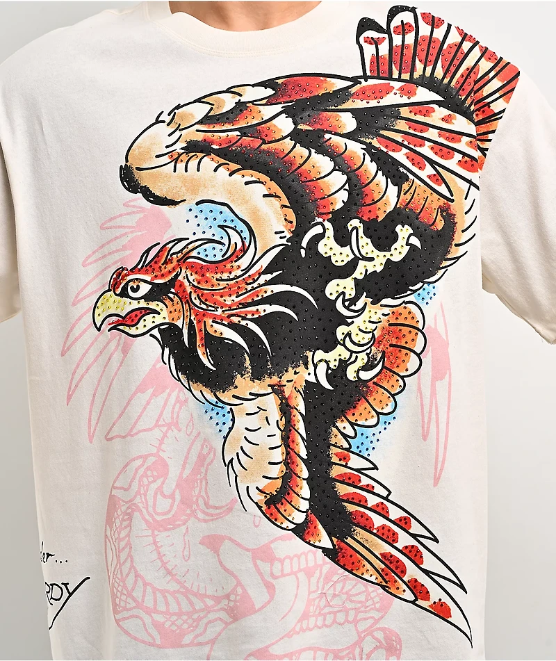 Ed Hardy Eagle Rhinestone White T-Shirt
