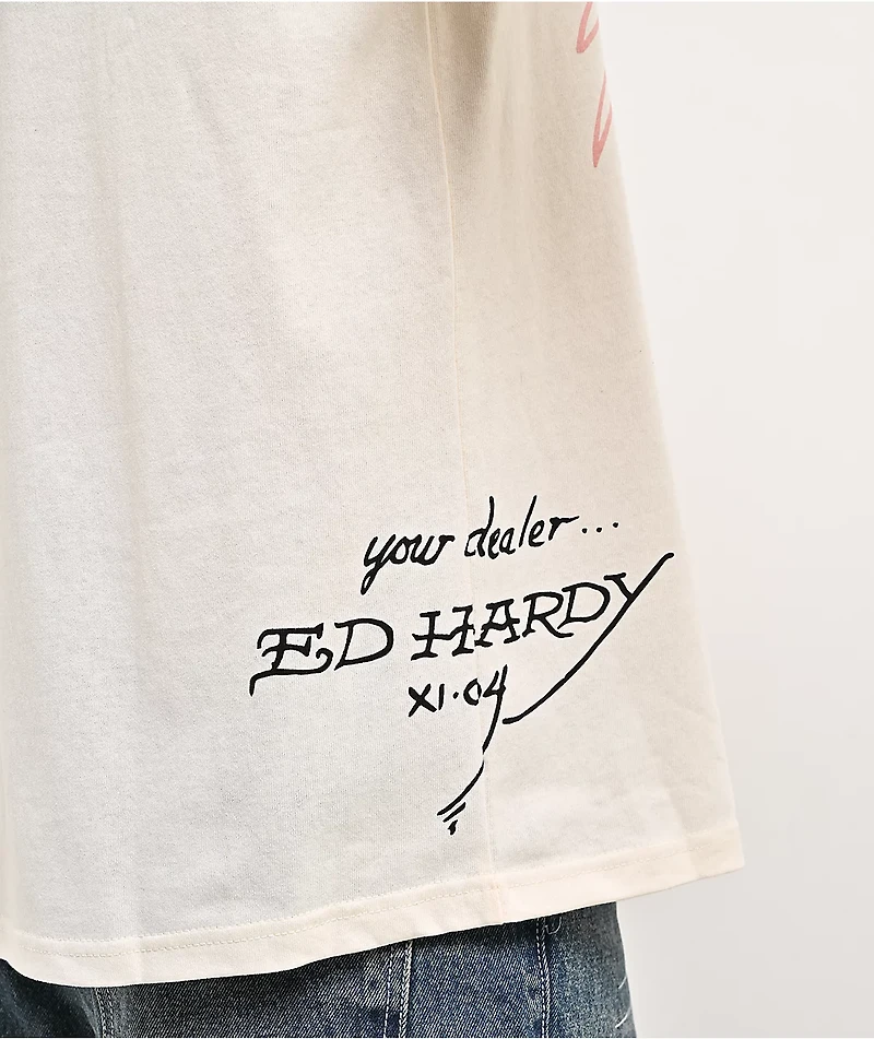 Ed Hardy Eagle Rhinestone White T-Shirt