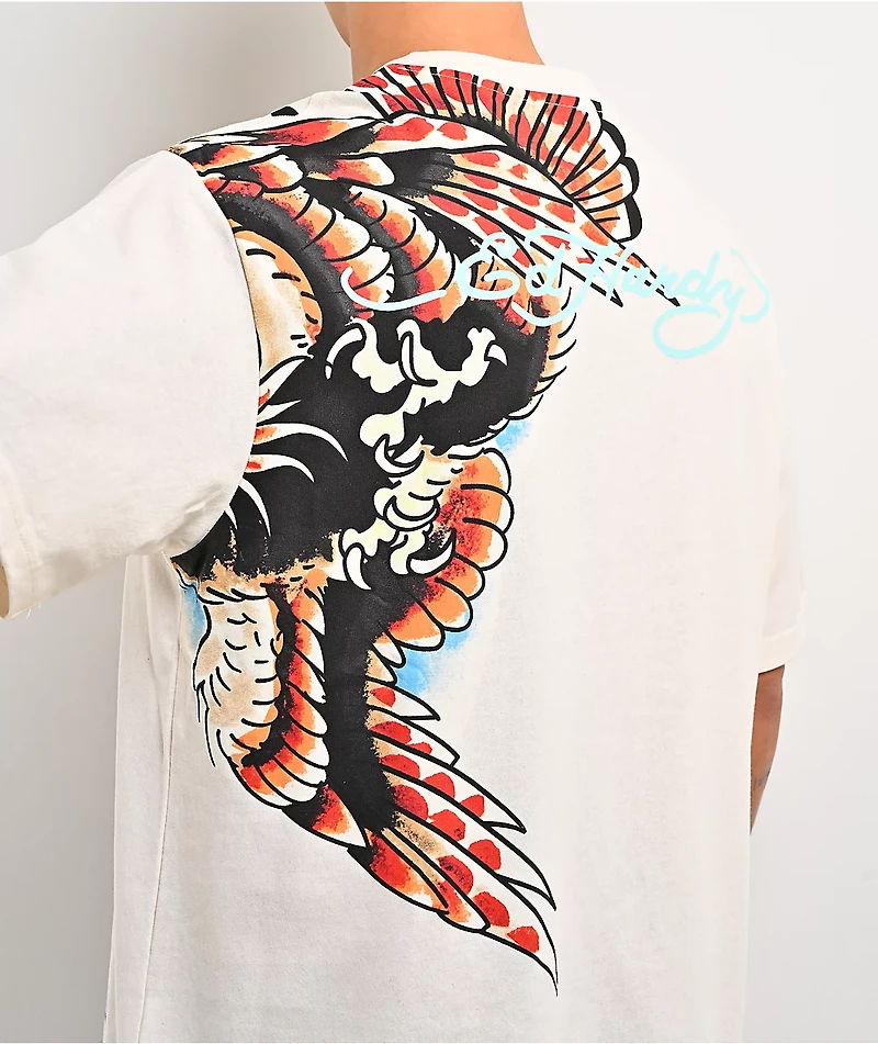 Ed Hardy Eagle Rhinestone White T-Shirt