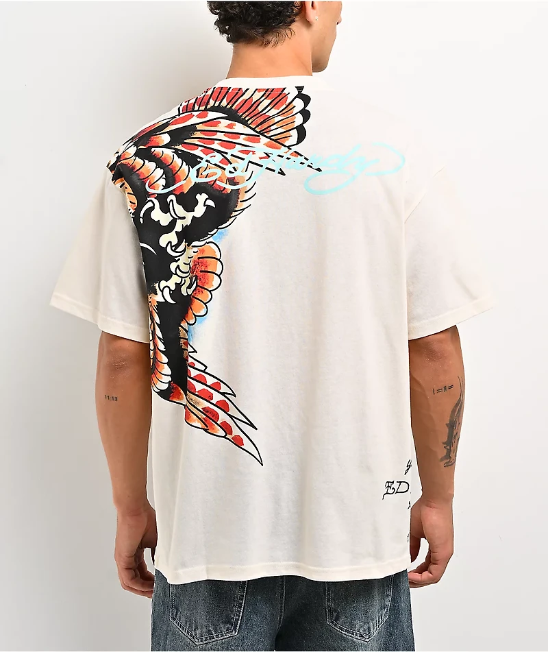 Ed Hardy Eagle Rhinestone White T-Shirt