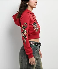 Ed Hardy Eagle Tiger Red Crop Zip Hoodie