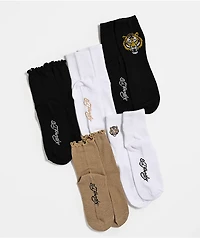 Ed Hardy Embroidered Tiger 5 Pack Mid Crew Socks