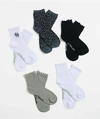 Ed Hardy Embroidered Tiger 5 Pack Mid Crew Socks