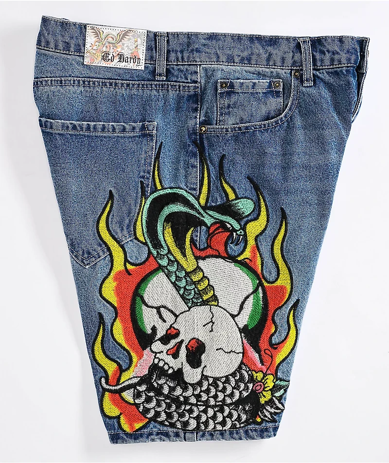 Ed Hardy Fire Cobra 2K Wash Skate Shorts