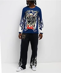 Ed Hardy Fire Lord French Blue Thermal Long Sleeve T-Shirt