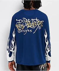 Ed Hardy Fire Lord French Blue Thermal Long Sleeve T-Shirt