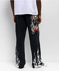 Ed Hardy Fire Lord Navy Wash Baggy Sweatpants
