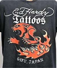 Ed Hardy Fire Panther Black Wash T-Shirt