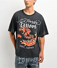 Ed Hardy Fire Panther Black Wash T-Shirt