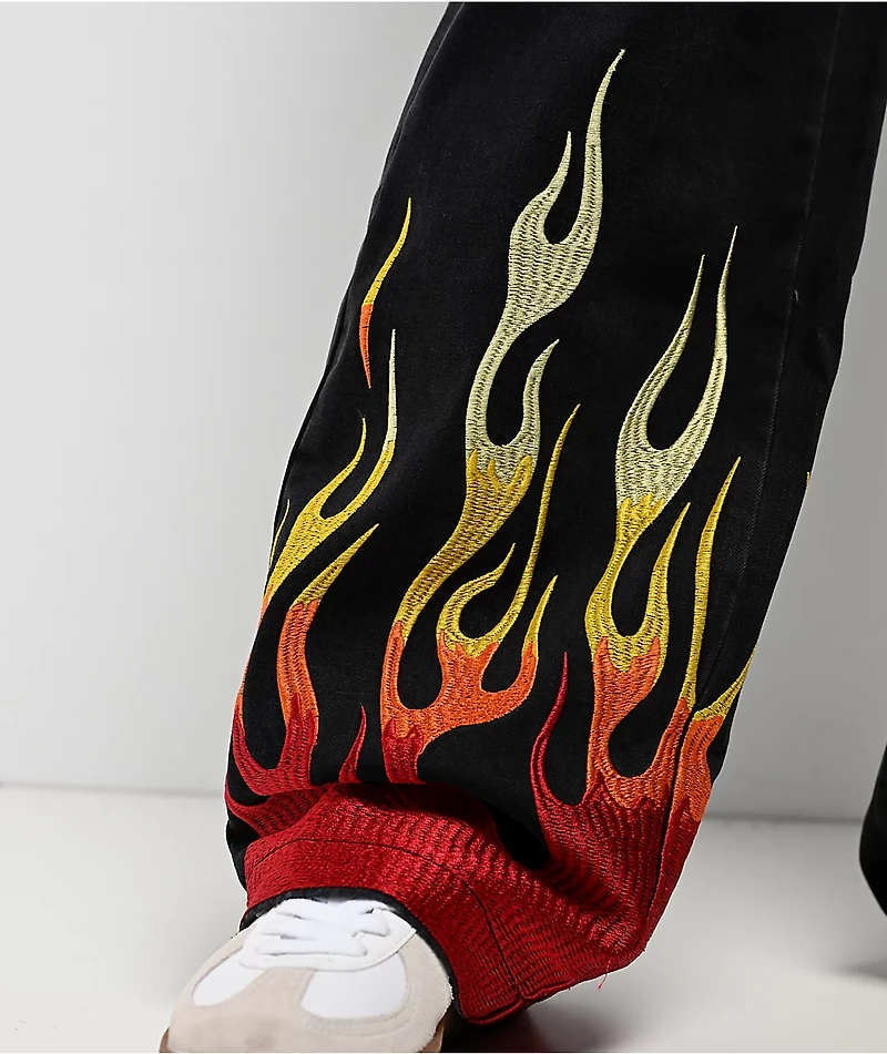 Ed Hardy Fire Skull Black Wide Leg Jeans