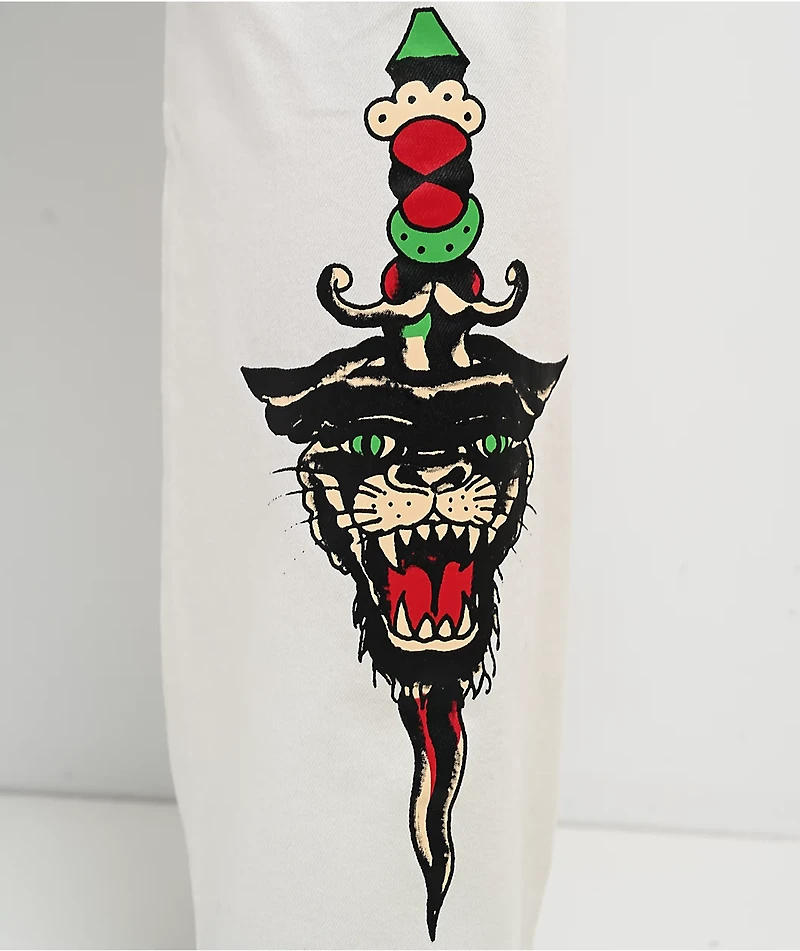 Ed Hardy Fire Skull White Cargo Pants