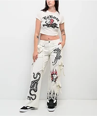 Ed Hardy Fire Skull White Cargo Pants