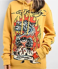 Ed Hardy Fire Tiger Golden Yellow Hoodie