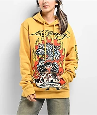 Ed Hardy Fire Tiger Golden Yellow Hoodie
