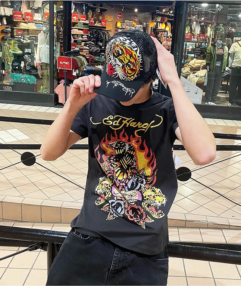 Ed Hardy Firebird Rhinestone Black T-Shirt