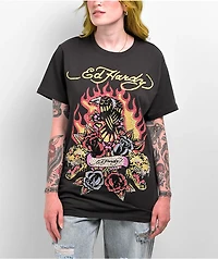 Ed Hardy Firebird Rhinestone Black T-Shirt