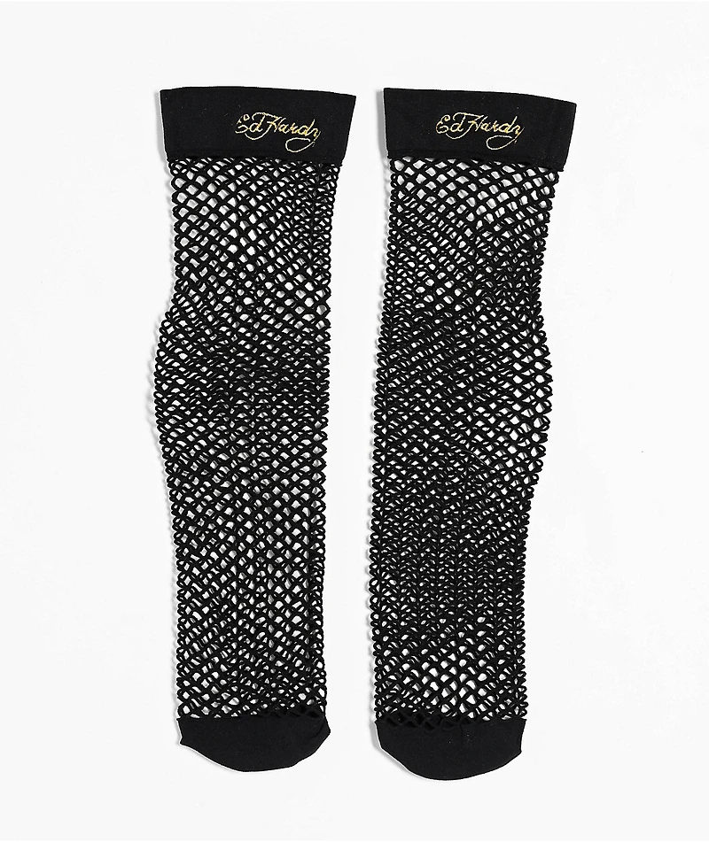 Ed Hardy Fishnet Black Crew Socks
