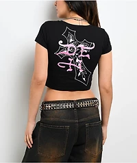 Ed Hardy Flame Cross Black Crop T-Shirt
