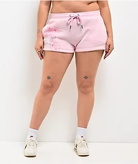 Ed Hardy Flame Cross Pink Ballerina Sweat Shorts