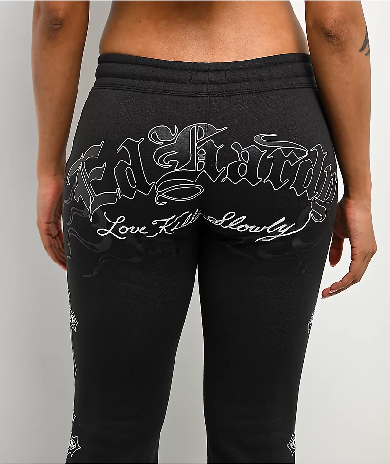 Ed Hardy Flame Cross Y2K Black Sweatpants