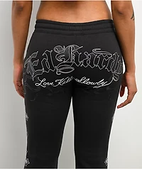 Ed Hardy Flame Cross Y2K Black Sweatpants
