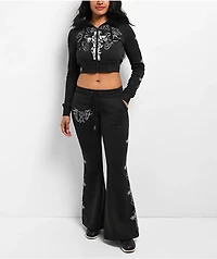 Ed Hardy Flame Cross Y2K Black Sweatpants