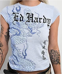 Ed Hardy Flame Dragon Light Blue T-Shirt