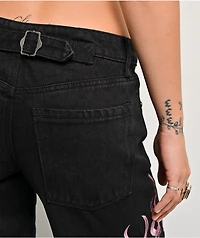 Ed Hardy Flame Dragons Black Baggy Jeans