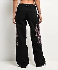 Ed Hardy Flame Dragons Black Baggy Jeans