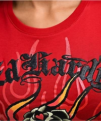 Ed Hardy Flame Rose Red T-Shirt