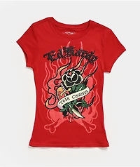 Ed Hardy Flame Rose Red T-Shirt