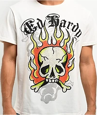 Ed Hardy Flame Skull Ivory T-Shirt