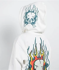 Ed Hardy Flame Skull Ivory Zip Hoodie