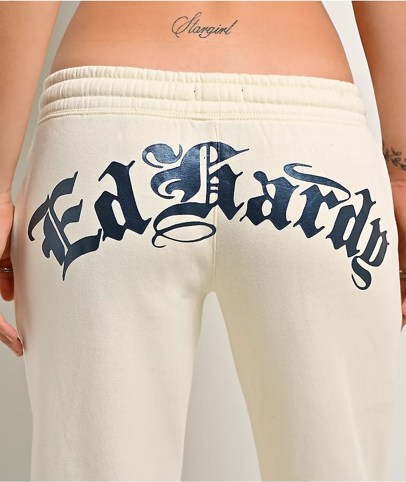 Ed Hardy Flames Cream Sweatpants