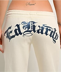 Ed Hardy Flames Cream Sweatpants