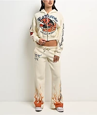 Ed Hardy Flames Cream Sweatpants