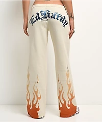 Ed Hardy Flames Cream Sweatpants