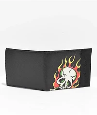 Ed Hardy Flaming Skull Bifold Black Wallet